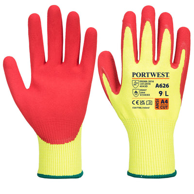 Portwest A626 Vis-Tex HR Cut Resistant Nitrile Gloves 1#colour_yellow-red
