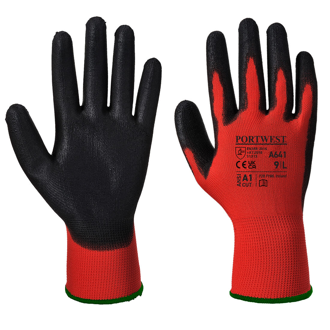 Portwest A641 Red PU Gloves 1#colour_red-black