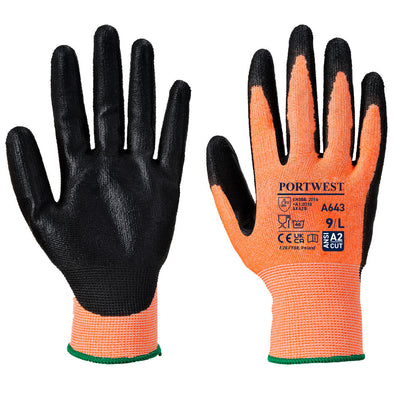 Portwest A643 Amber Cut Resistant Nitrile Foam Gloves 1#colour_amber