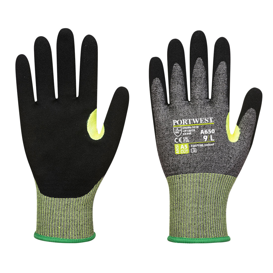 Portwest A650 CS VHR15 Nitrile Foam Cut Resistant Gloves 1#colour_grey-black