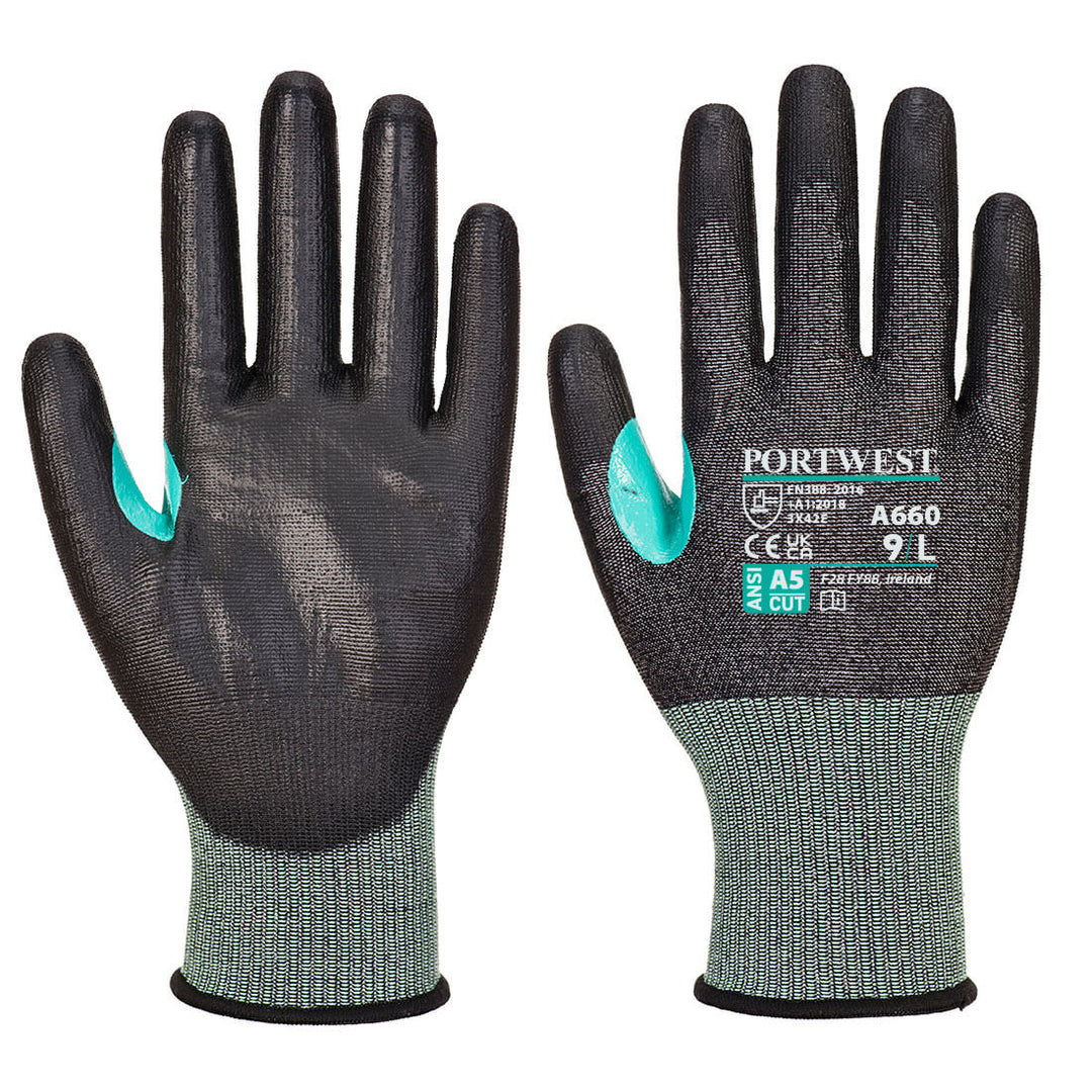 Portwest A660 CS VHR18 PU Cut Resistant Gloves 1#colour_black