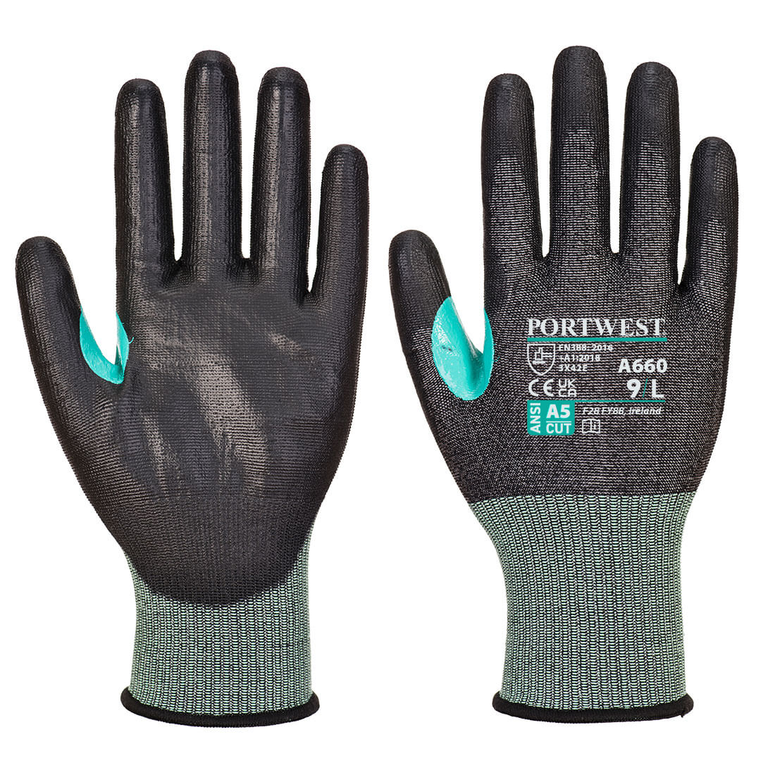 Portwest A660 CS VHR18 PU Cut Resistant Gloves 1#colour_black