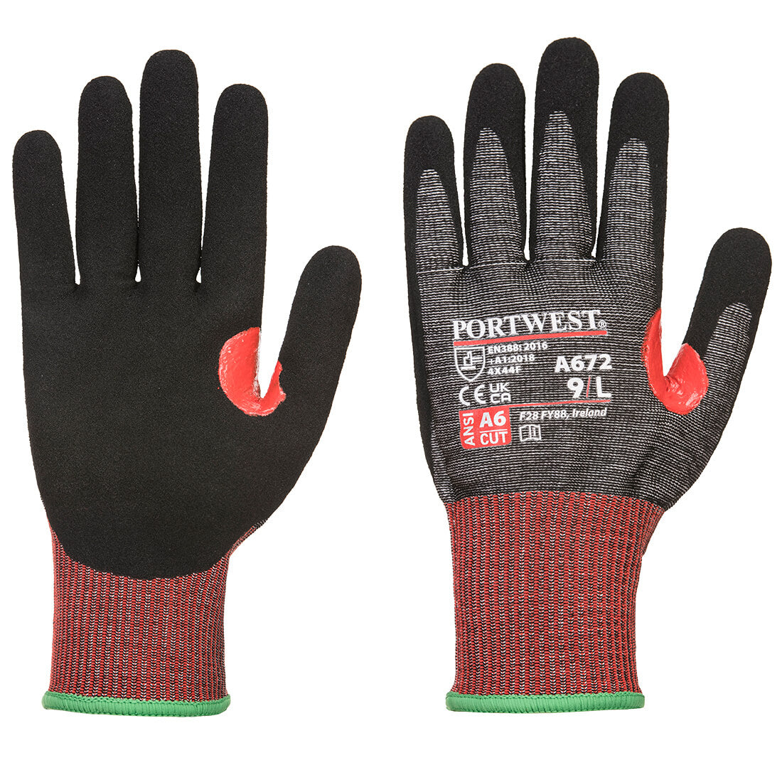 Portwest A672 CS AHR13 Nitrile Cut Resistant Gloves 1#colour_black