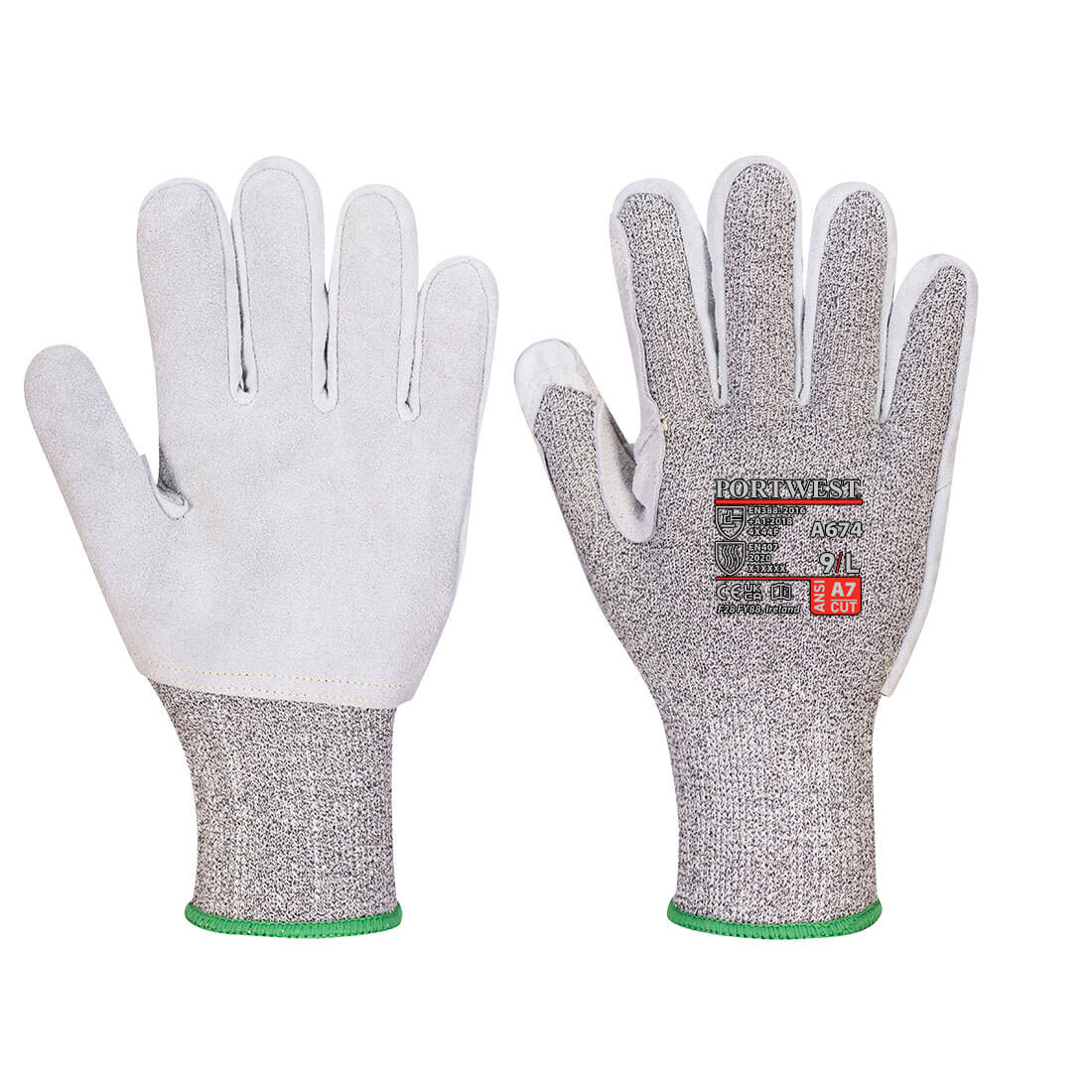 Portwest A674 CS AHR13 Leather Cut Resistant Gloves 1#colour_black