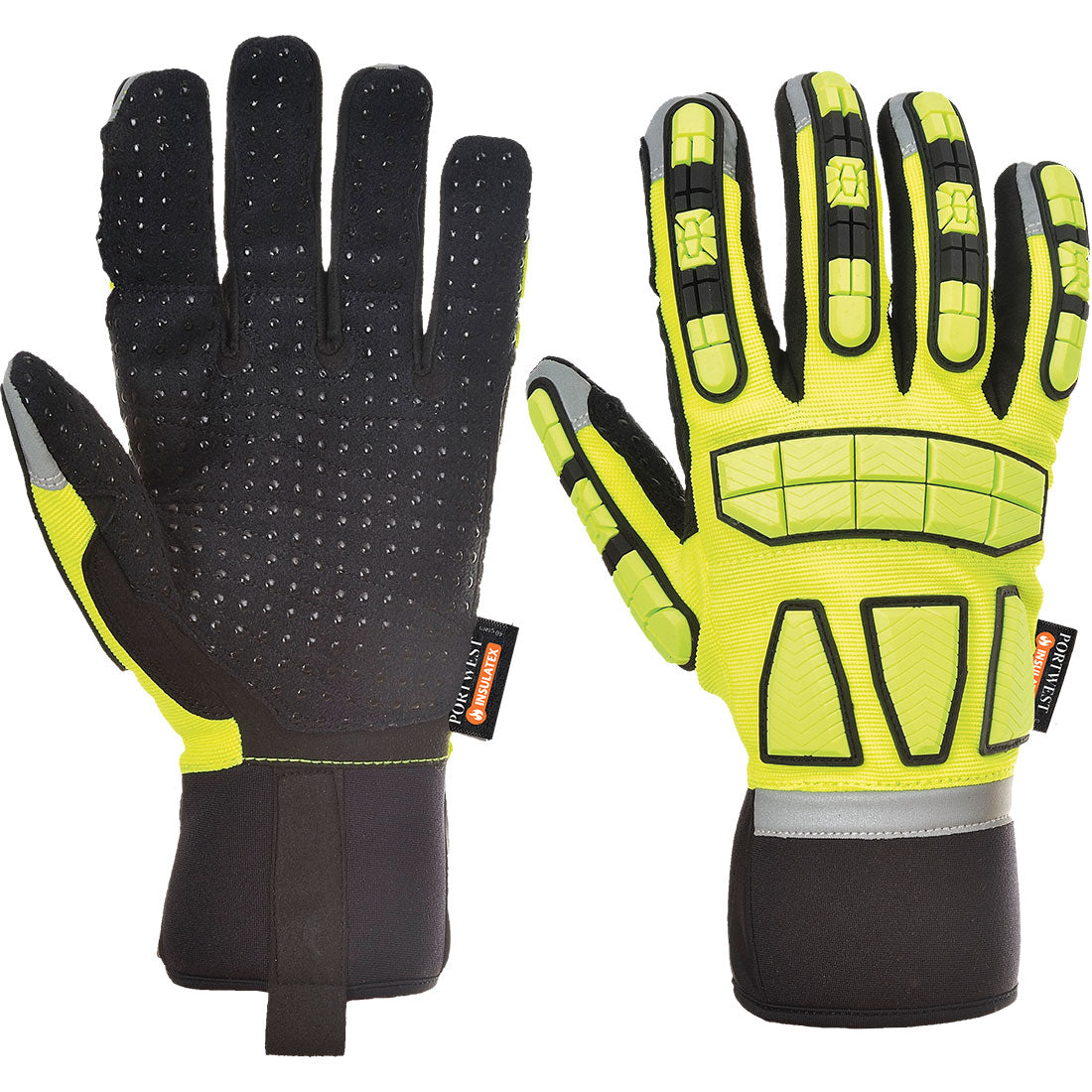 Portwest A725 Safety Anti Impact Gloves Lined 1#colour_yellow