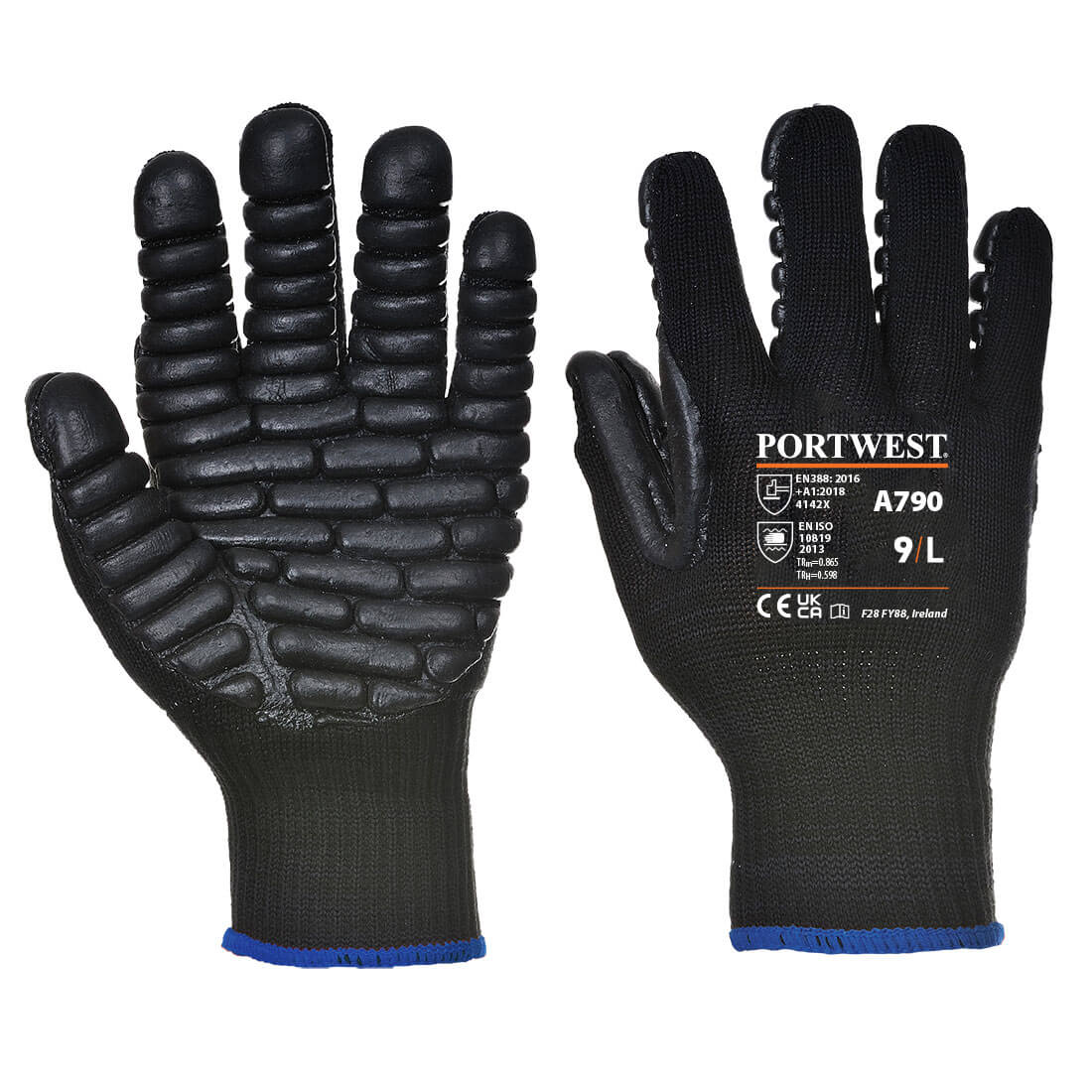 Portwest A790 Anti Vibration and Impact Gloves 1#colour_black