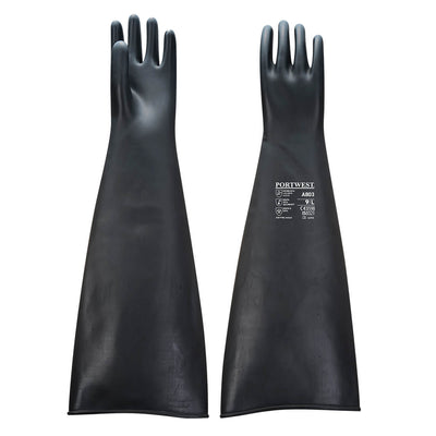 Portwest A803 Heavyweight Latex Rubber Chemical Gauntlet Gloves 600mm 1#colour_black