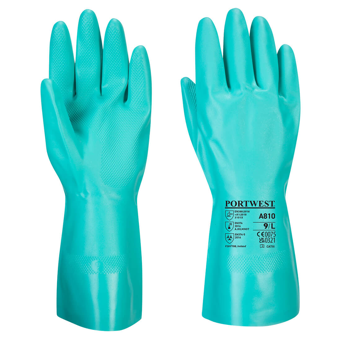 Portwest A810 Nitrosafe Chemical Gauntlet Gloves 1#colour_green