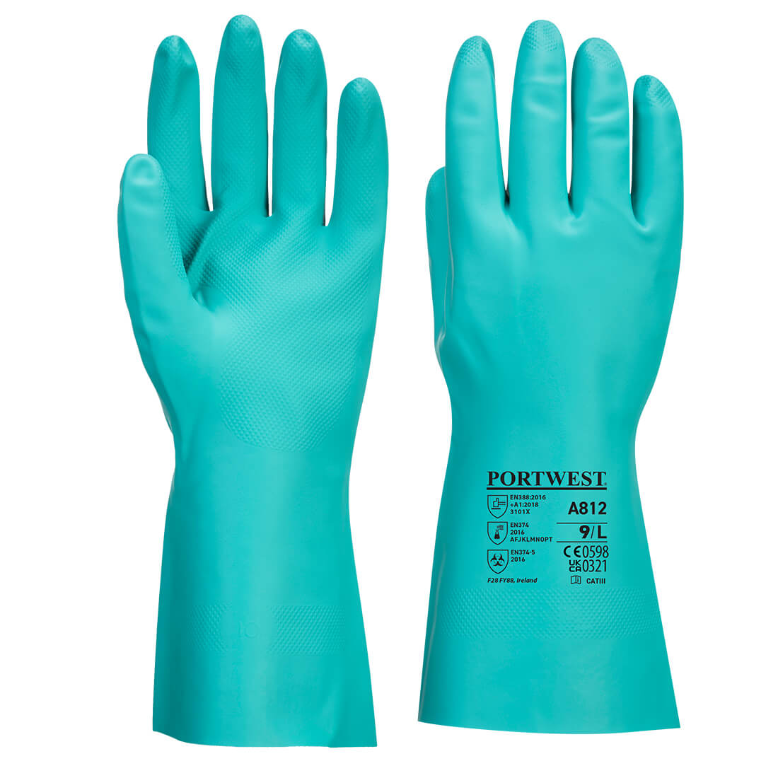 Portwest A812 Nitrosafe Plus Chemical Gauntlet Gloves 1#colour_green