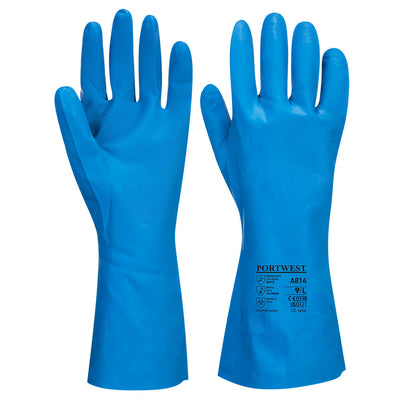 Portwest A814 Food Approved Nitrile Chemical Gauntlet Gloves 1#colour_blue