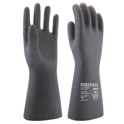 Portwest A820 Neoprene Chemical Gauntlet Gloves 1#colour_black