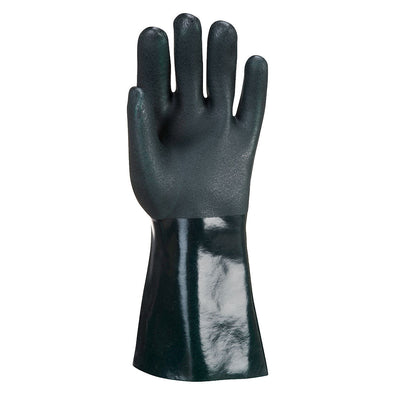 Portwest A835 Double Dipped PVC Chemical Gauntlet Gloves 35cm 1#colour_green 2#colour_green