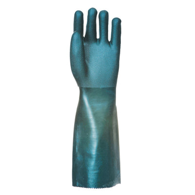 Portwest A845 Double Dipped PVC Chemical Gauntlet Gloves 45cm 1#colour_green 2#colour_green