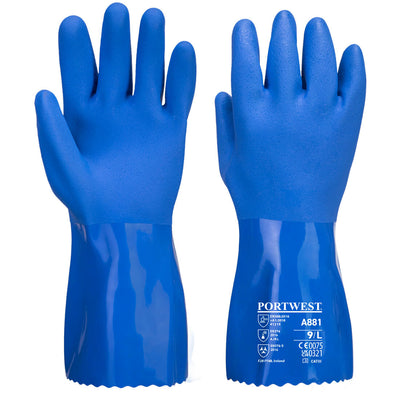 Portwest A881 Marine Ultra PVC Chemical Gauntlet Gloves 1#colour_blue