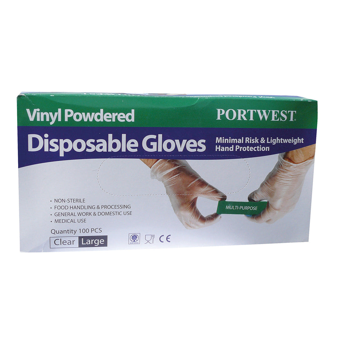 Portwest A900 Powdered Vinyl Disposable Gloves 1#colour_clear 2#colour_clear