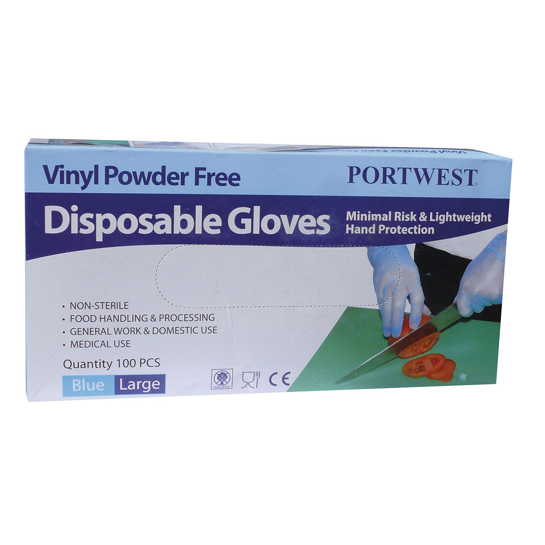 Portwest A905 Powder Free Vinyl Disposable Gloves 1#colour_blue 2#colour_blue 3#colour_blue