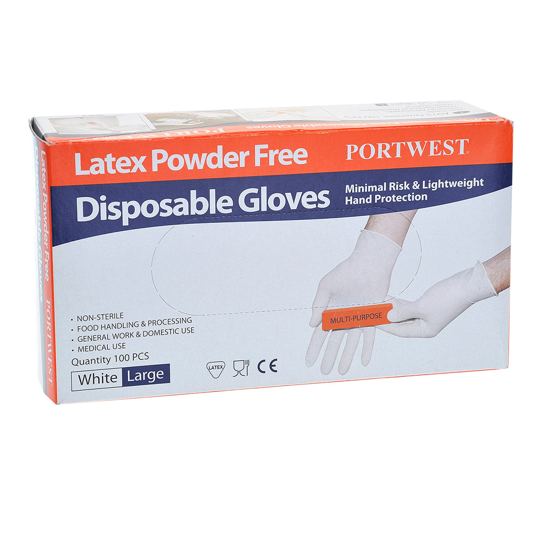 Portwest A915 Powder Free Latex Disposable Gloves 1#colour_white 2#colour_white