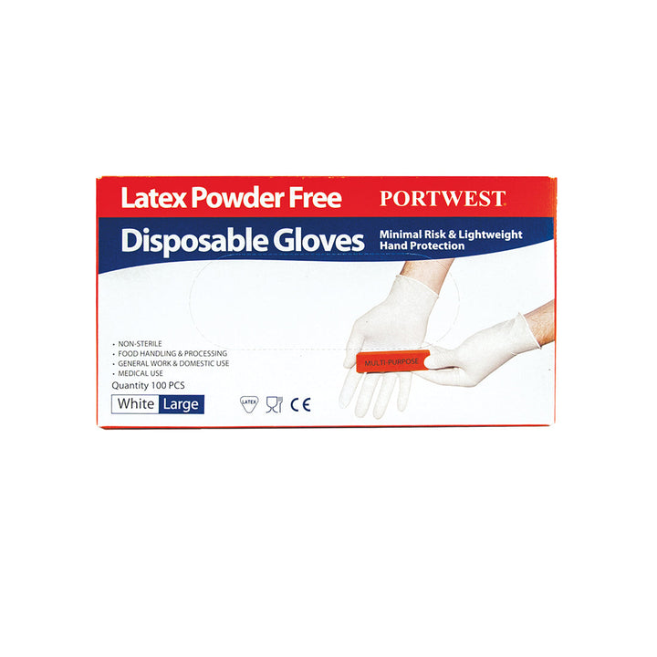 Portwest A915 Powder Free Latex Disposable Gloves 1#colour_white 2#colour_white 3#colour_white