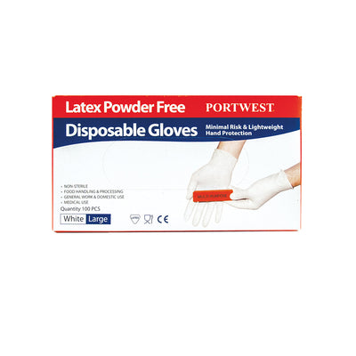 Portwest A915 Powder Free Latex Disposable Gloves 1#colour_white 2#colour_white 3#colour_white