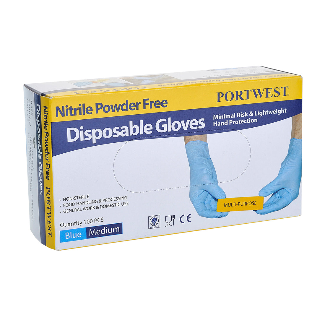 Portwest A925 Powder Free Nitrile Disposable Gloves 1#colour_blue 2#colour_blue
