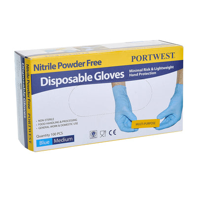Portwest A925 Powder Free Nitrile Disposable Gloves 1#colour_blue 2#colour_blue