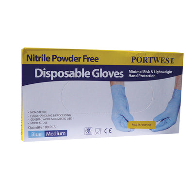 Portwest A925 Powder Free Nitrile Disposable Gloves 1#colour_blue 2#colour_blue 3#colour_blue