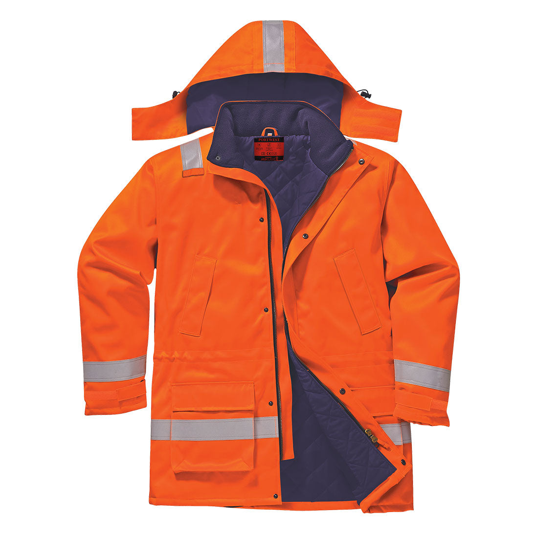 Portwest AF82 Araflame Insulated Flame Retardant Winter Jacket 1#colour_orange 2#colour_orange