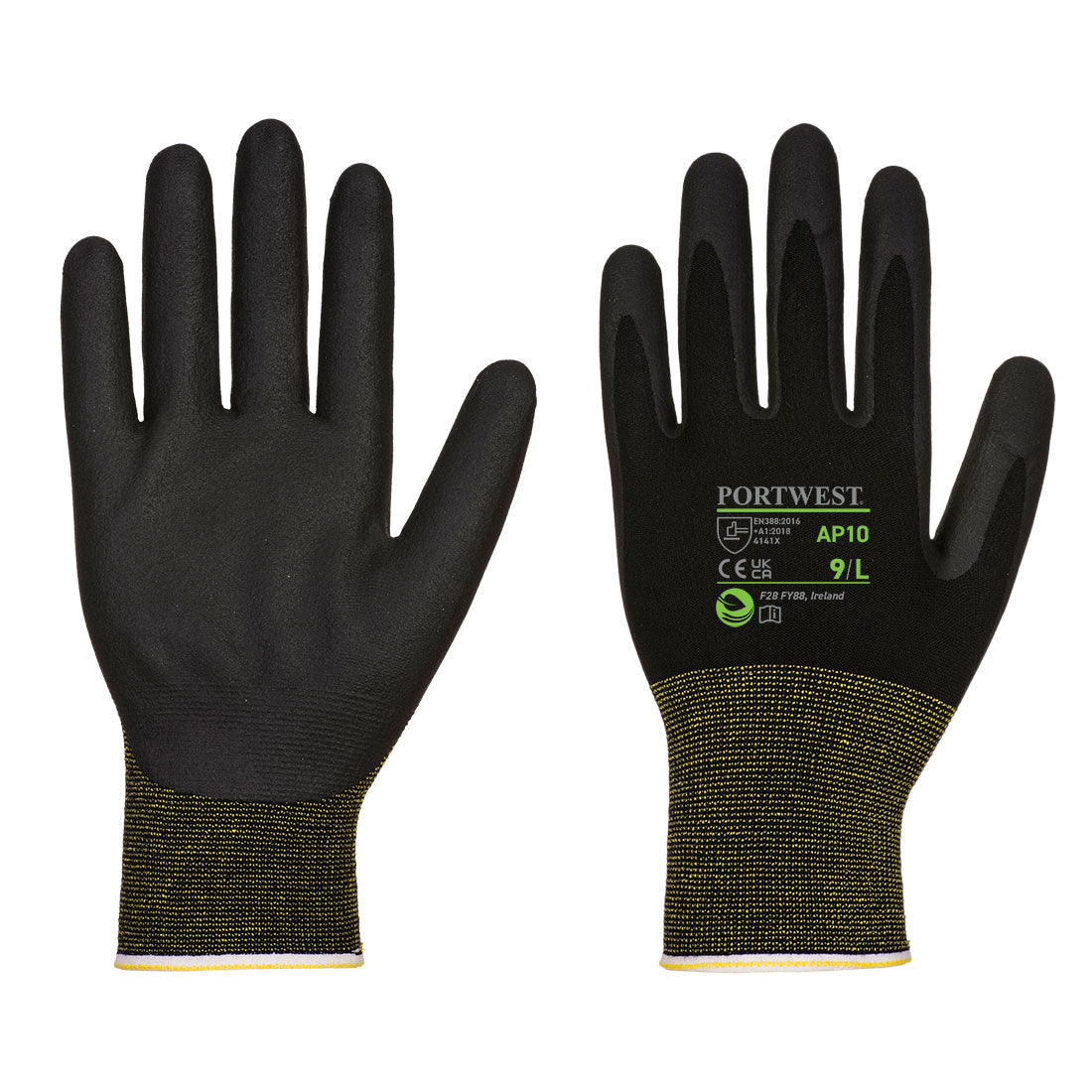Portwest AP10 NPR15 Foam Nitrile Bamboo Gloves - 12 pack 1#colour_black