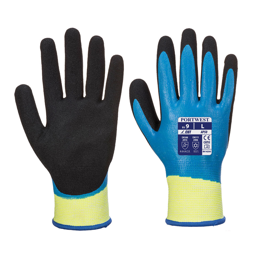 Portwest AP50 Aqua Cut Resistant Pro Gloves 1#colour_blue-black