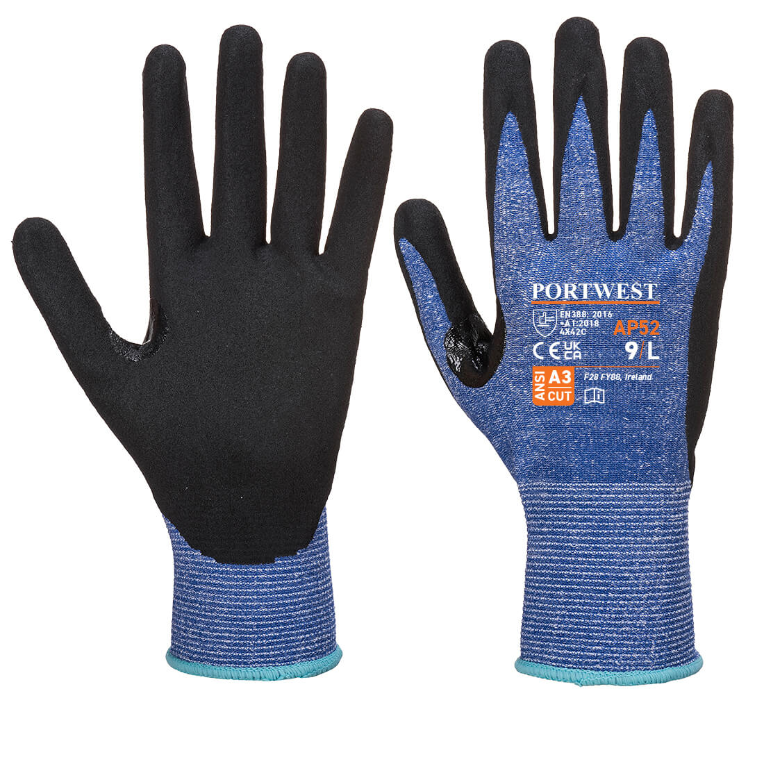Portwest AP52 Dexti Cut Resistant Ultra Gloves 1#colour_blue-black