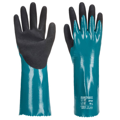 Portwest AP60 Sandy Grip Lite Chemical Gauntlet Gloves 1#colour_blue-black