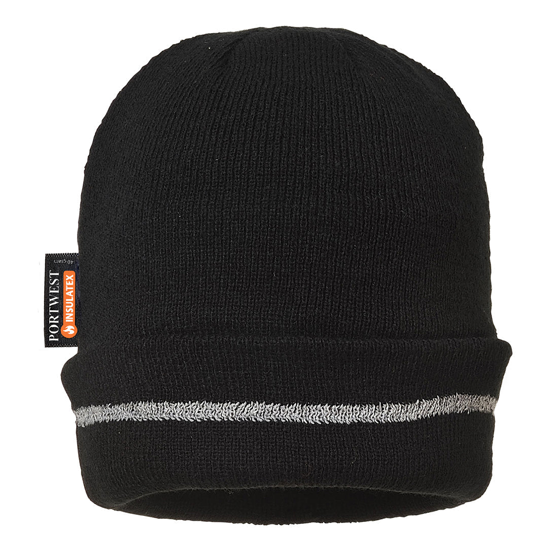 Portwest B023 Reflective Trim Knit Hat Insulatex Lined 1#colour_black