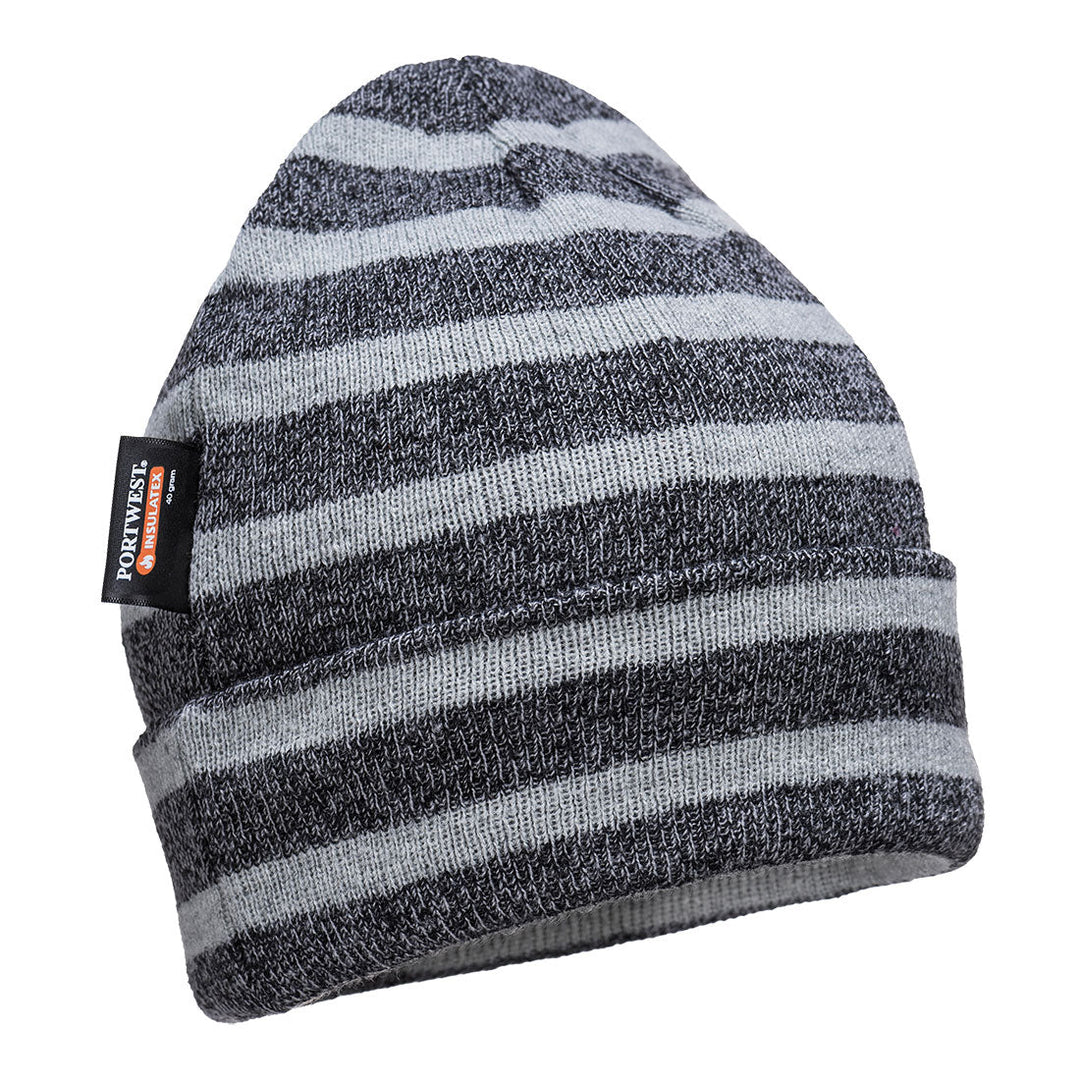 Portwest B024 Striped Insulated Knit Cap 1#colour_grey