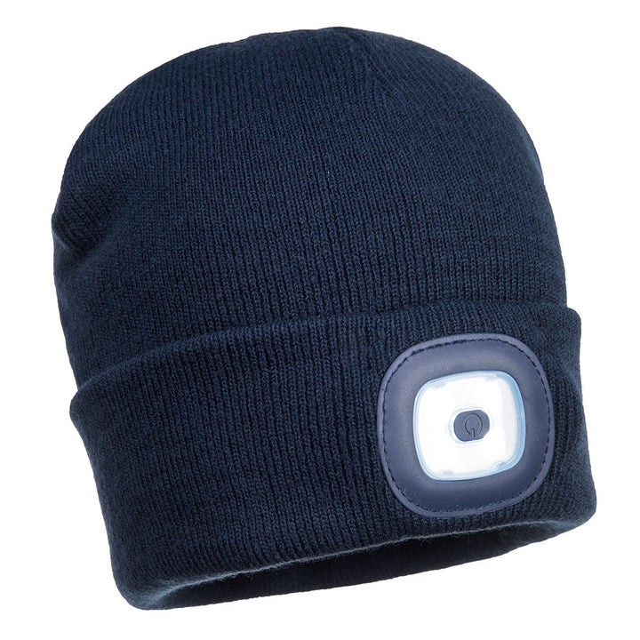 Portwest B028 Rechargeable Twin LED Beanie 1#colour_navy