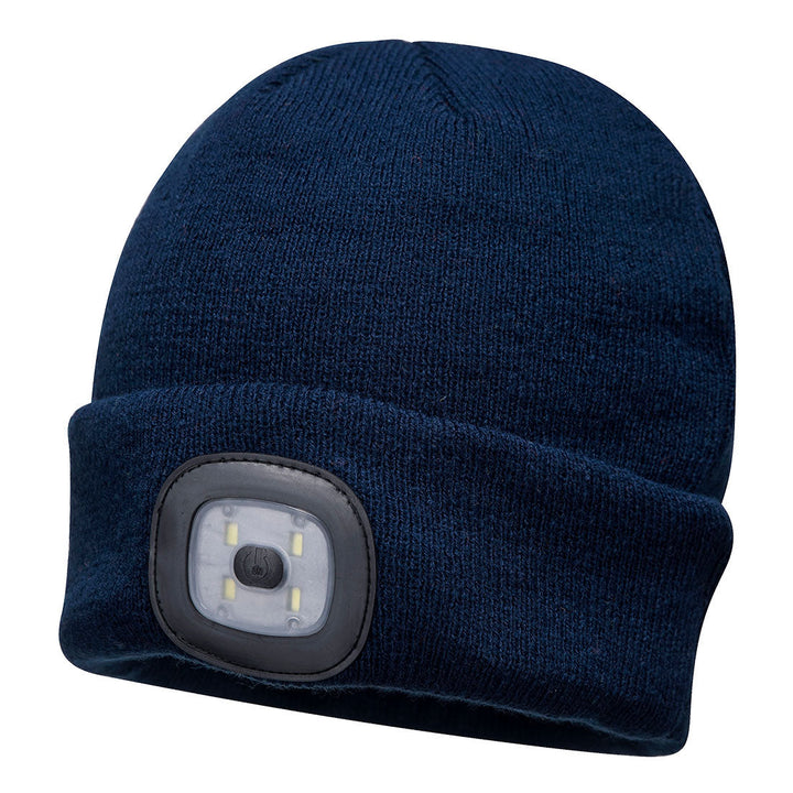 Portwest B028 Rechargeable Twin LED Beanie 1#colour_navy 2#colour_navy