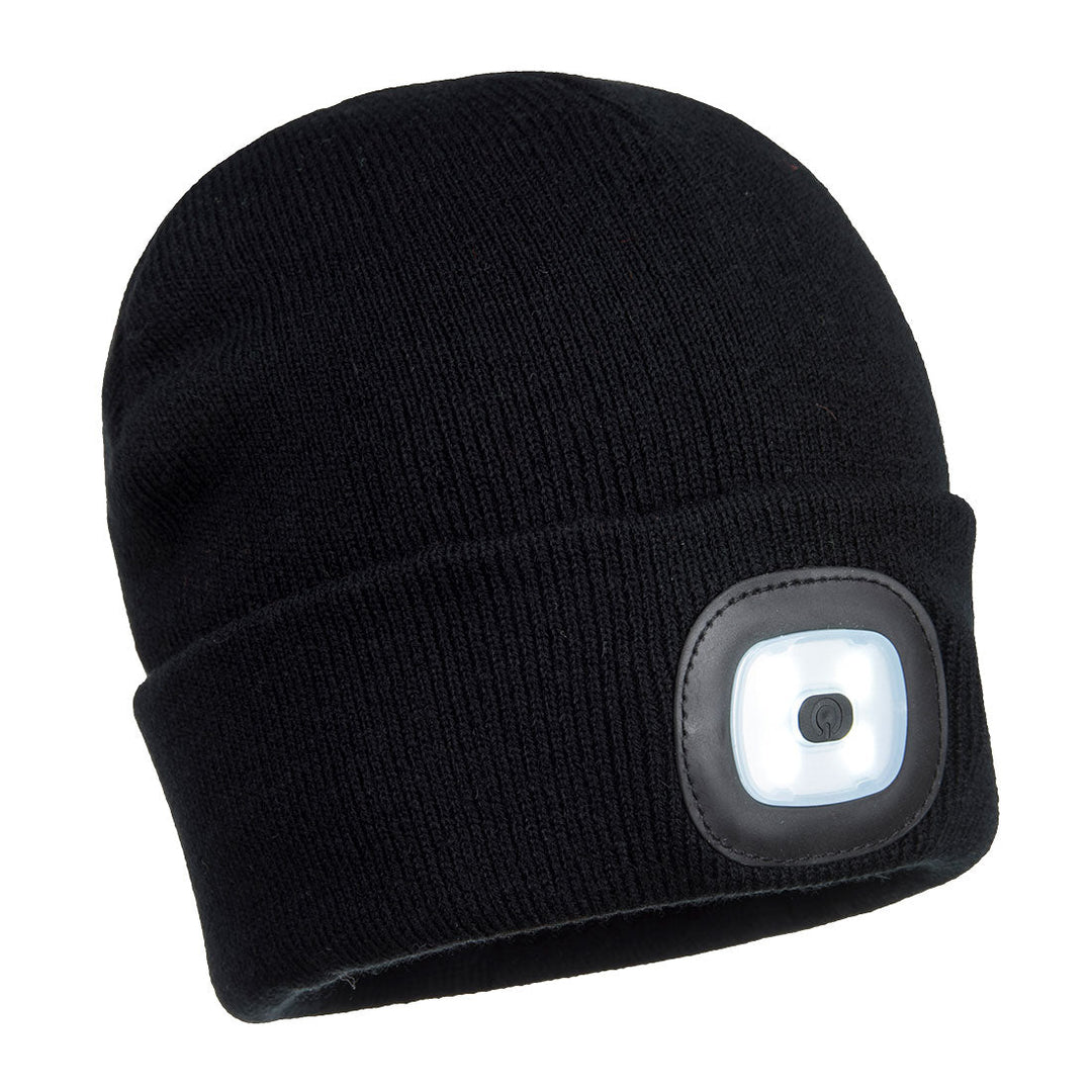 Portwest B029 Beanie LED Head Light USB Rechargeable 1#colour_black