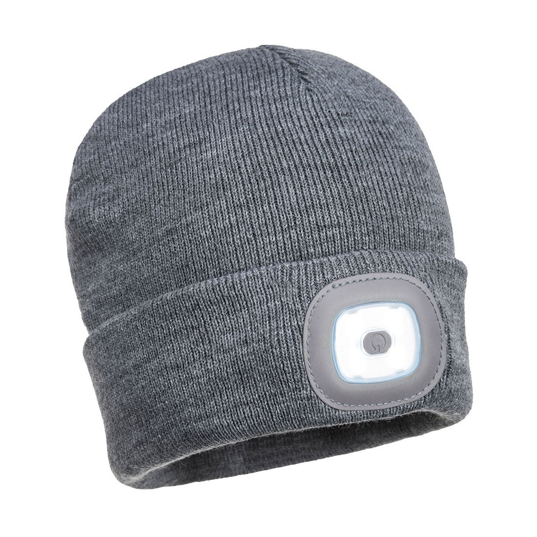 Portwest B029 Beanie LED Head Light USB Rechargeable 1#colour_grey