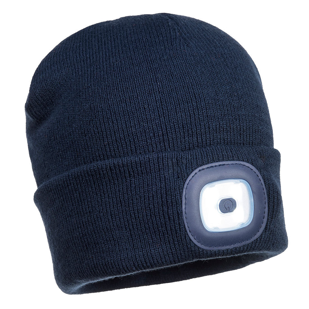 Portwest B029 Beanie LED Head Light USB Rechargeable 1#colour_navy