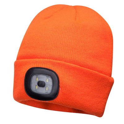 Portwest B029 Beanie LED Head Light USB Rechargeable 1#colour_orange 2#colour_orange