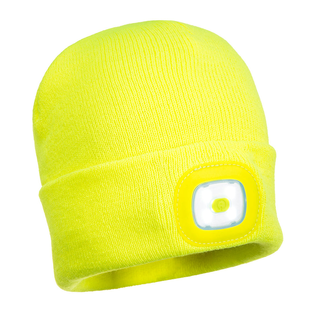 Portwest B029 Beanie LED Head Light USB Rechargeable 1#colour_yellow