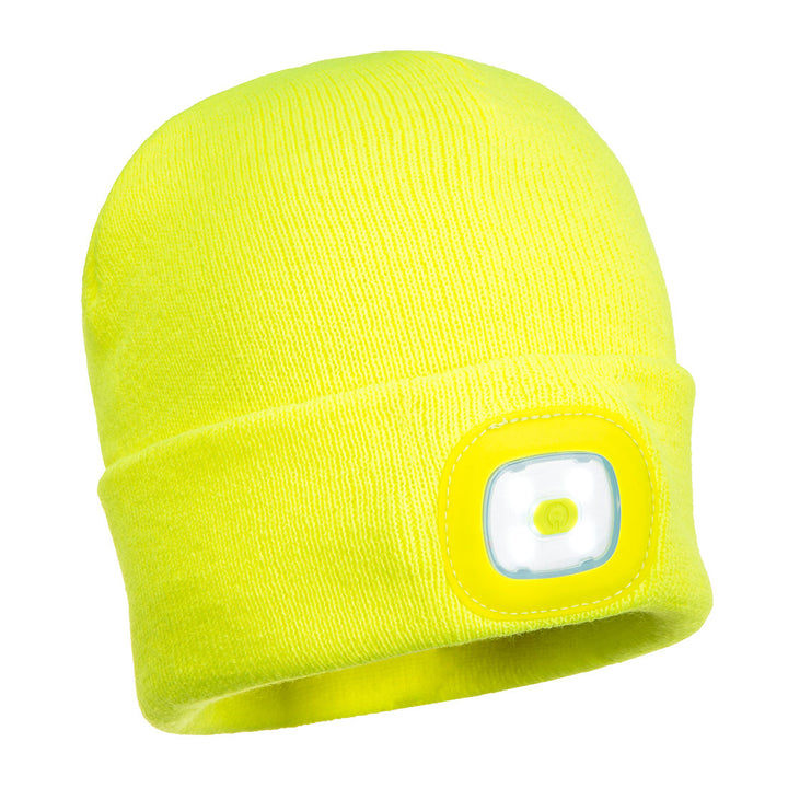 Portwest B029 Beanie LED Head Light USB Rechargeable 1#colour_yellow