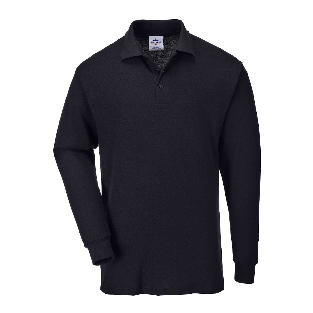 Portwest B212 Genoa Long Sleeved Polo Shirt 1#colour_black
