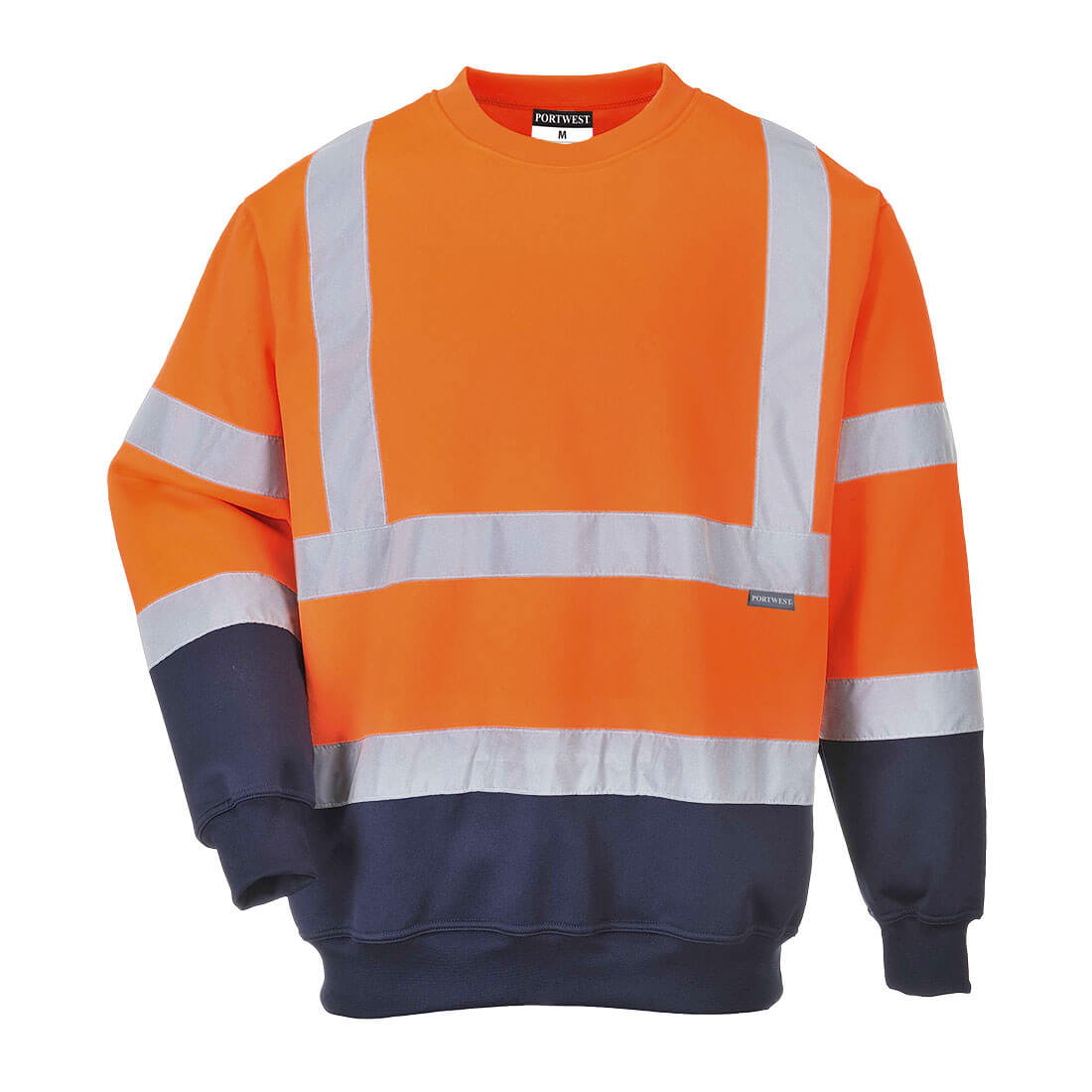 Portwest B306 Two Tone Hi Vis Sweatshirt 1#colour_orange-navy