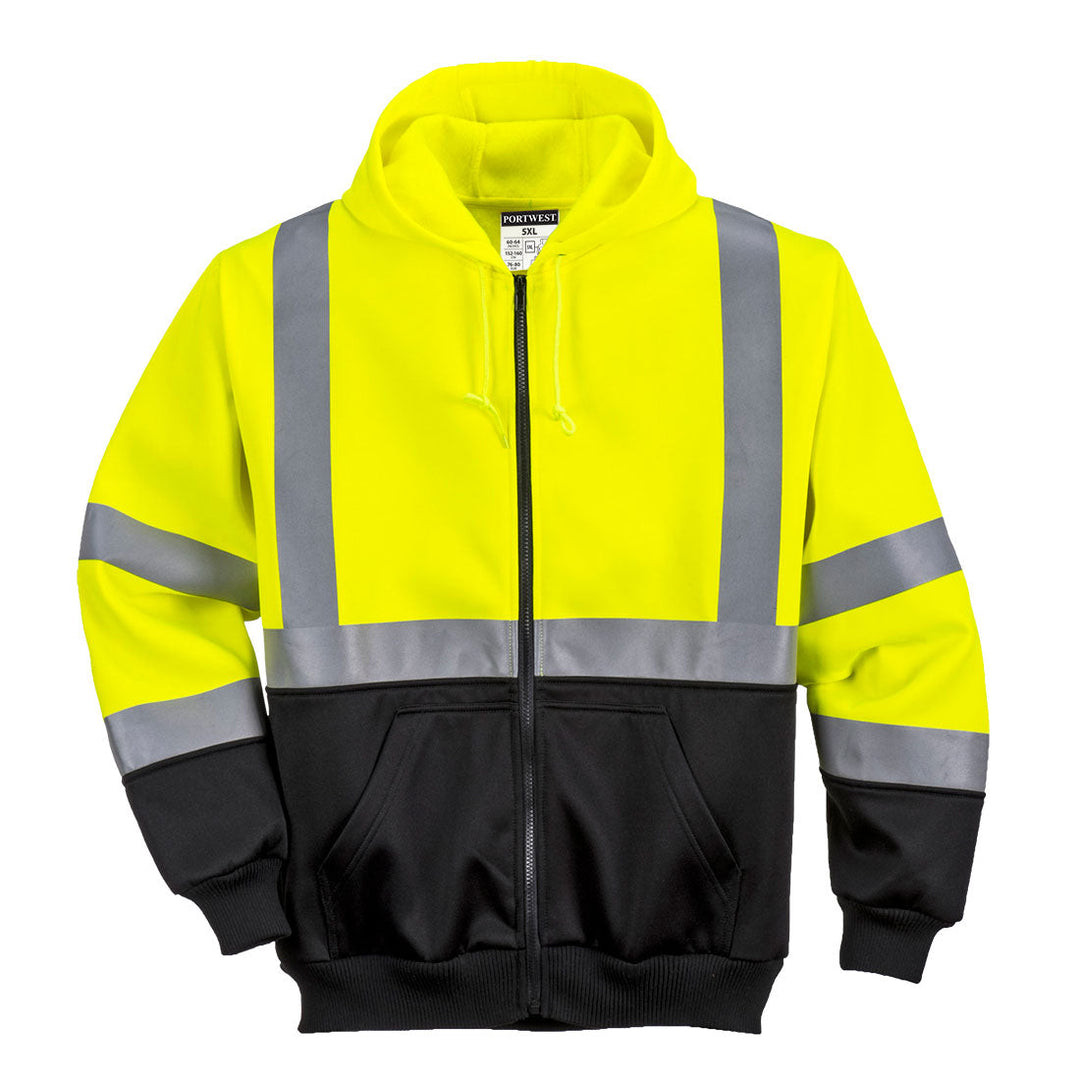 Portwest B315 Hi Vis Two-Tone Zipped Hoodie 1#colour_yellow-black 2#colour_yellow-black