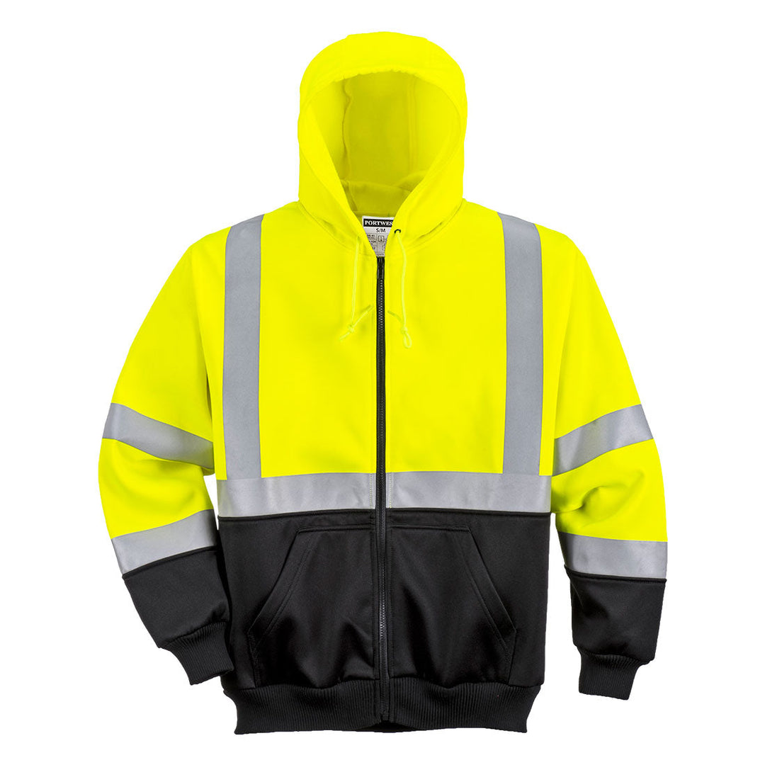 Portwest B315 Hi Vis Two-Tone Zipped Hoodie 1#colour_yellow-black 2#colour_yellow-black 3#colour_yellow-black