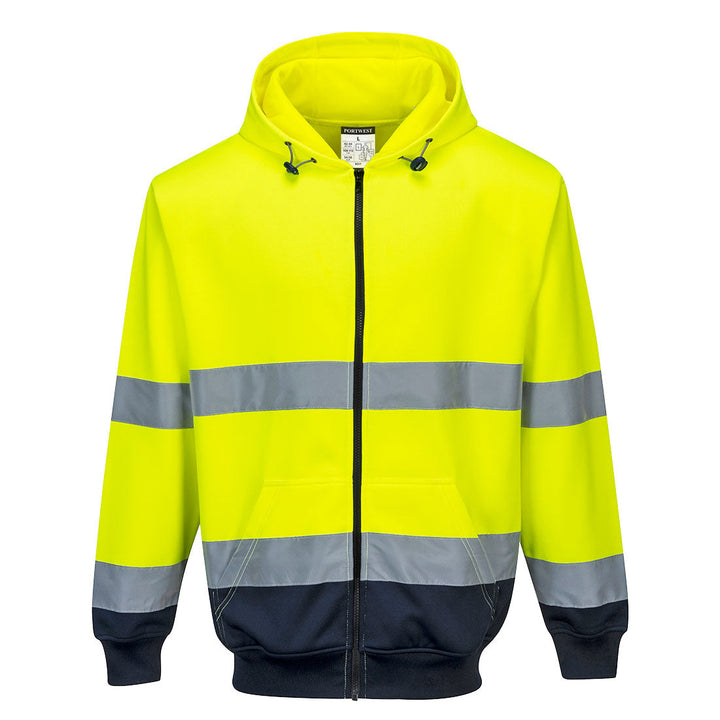 Portwest B317 Two-Tone Hi Vis Hoodie Zip Front 1#colour_yellow-navy