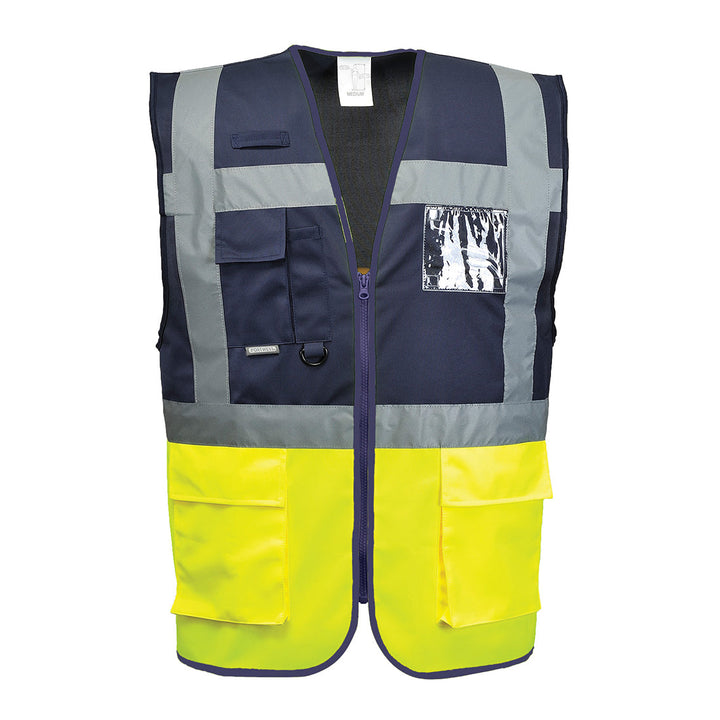 Portwest C276 Paris Executive Hi Vis Vest 1#colour_yellow-navy