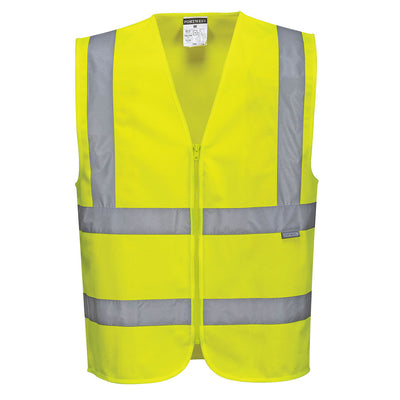 Portwest C375 Hi Vis Zipped Band & Brace Vest 1#colour_yellow