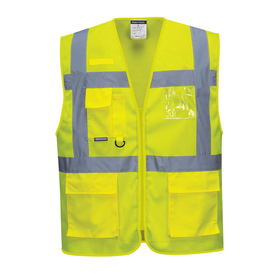 Portwest C376 Athens MeshAir Hi Vis Executive Vest 1#colour_yellow