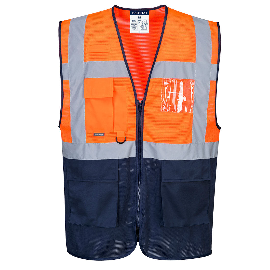 Portwest C377 Hi Vis Two Tone MeshAir Executive Vest 1#colour_orange-navy